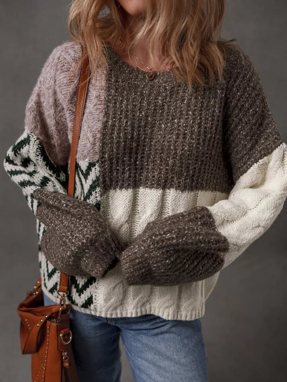 Color Block Cable Knit Sweater | NWT | Size S